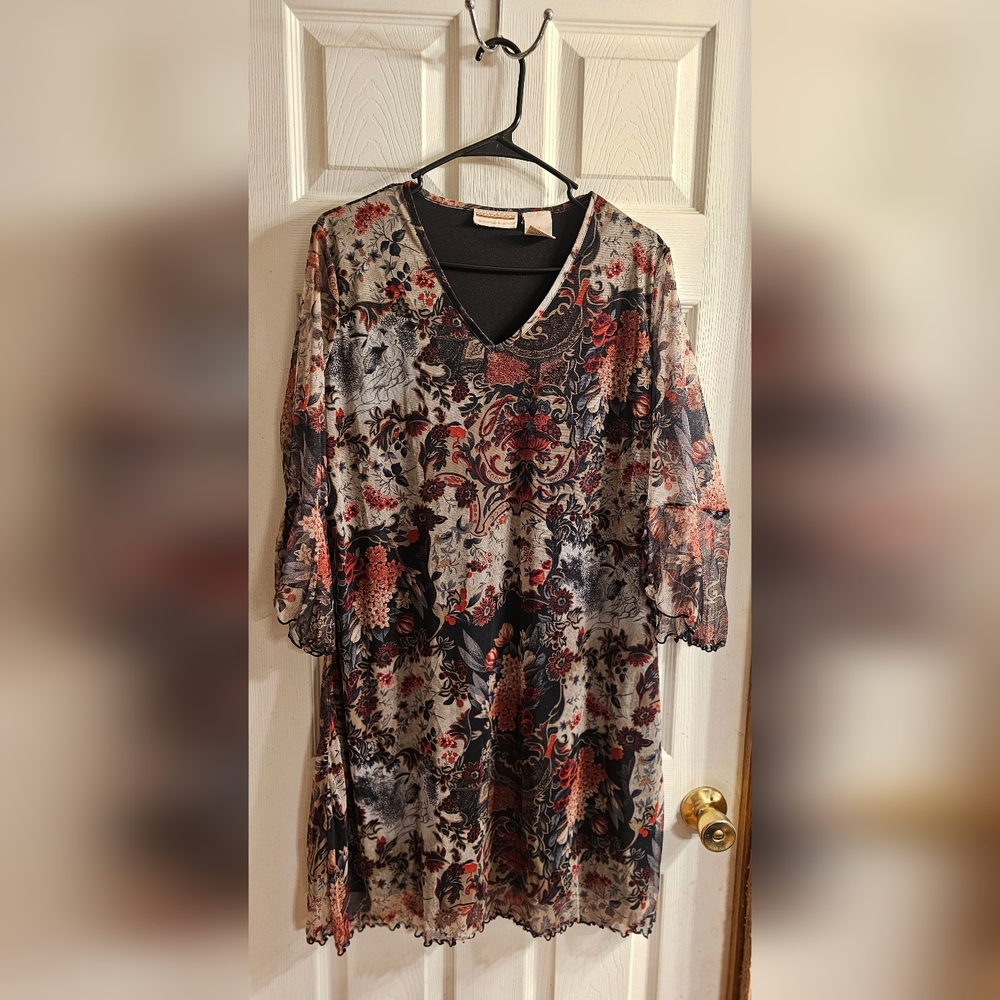 Expressions Black and Red Floral Dress